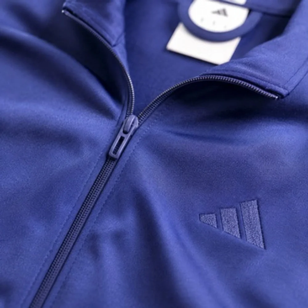 adidas Track Jacket Mens M Blue Full Zip Stand Collar Zip Pockets